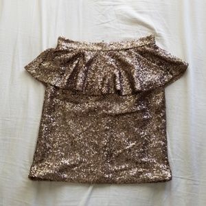 Mustard seed peplum sequin skirt